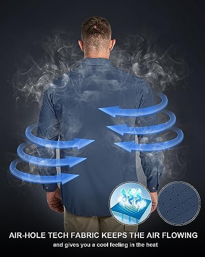 33,000ft Men's Long Sleeve Sun Protection Shirt UPF 50+ UV Quick Dry Cooling Fishing Shirts for Travel Safari Camping Hiking - Image 2