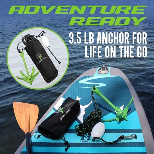 Kayak Anchor Kit - 3.5 lb, Green - Folding Grapnel Anchor with 25 ft Rope - Image 3