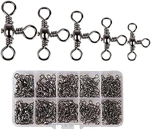 AKOSU 120pcs Fihshing Accessories Three Way Swivels Cross Line Barrel Stainless Steel Swivel Saltwater T-Turn Fishing Line Connector #2, 4, 6, 8, 10 by FEZIHEGH-StunningAsAlways
