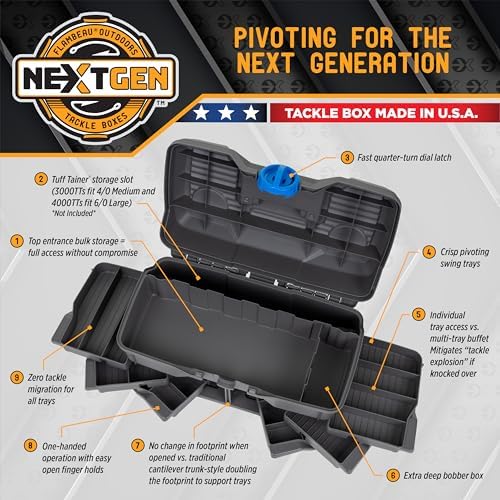 Flambeau Outdoors NextGen 6/0 Tackle Box, 6 Trays, 25-Piece Kit, Dark Gray - Image 3
