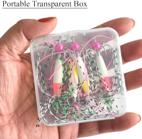 4/10Pcs Squid Jig Hooks Kit Saltwater Glow Squid Jigs Fluoresent Cuttlefish Sleeve Fishing Jigs Octopus Lure Glow in Dark with Tackle Box - Image 7