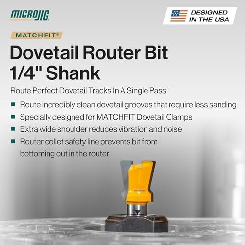 MICROJIG Matchfit Dovetail Router Bit 14 Degree x 1/2-inch 1/4-inch Shank, Woodworking Tools, MB-025-0514 - Image 2