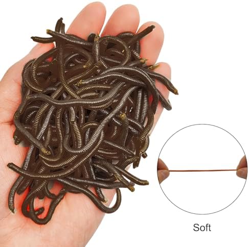 100 Pcs 3.3inch Soft Worms Fishing Lure Baits, Earthworm Baits Lifelike Fake Bloodworm,Fresh Water Fishing Bait - Image 3