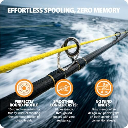 FINS Hollow Core Braided Fishing Line, 16 Strand Spliceable, USA Made Braid - Image 3