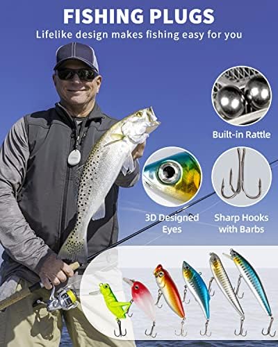 GOANDO Fishing Lures Kit for Freshwater Bait Tackle Kit for Bass Trout Salmon Fishing Accessories Tackle Box Including Spoon Lures Soft Plastic Worms Fishing Gifts - Image 3