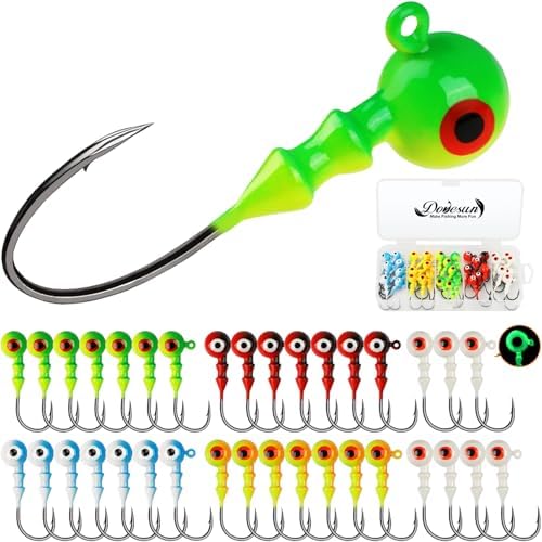 Dovesun Jig Heads for Fishing Walleye Jigs Glowing Fishing Jigs with 3D Eye by Dovesun