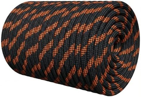 1/2 Inch Arborist Rigging Rope (200 Ft) - ASTM F2116 Certified (9,000 lbs MBS / 900 lbs SWL) - Static Polyester Bull Rope for Tree Climbing, Nautical Rigging & Swings (Black) by Glfcai