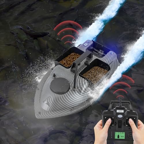 RC Bait Boat, 600m/1968ft Long-Distance Control Surf Fishing Bait Boat 4.4LBS Loading Capacity with Dual 5200mAh Battery and LCD for Lake/Ocean Angling, Auto Navigation (Gray) - Image 4