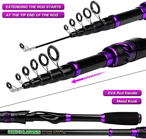Fishing Rod and Reel Combo - 6.9ft Telescopic Spincast Rod with Left Handed Baitcasting Reel Combos - Sea Saltwater Freshwater Ice Bass Fishing Tackle Set - Fishing Rods Kit - Image 3