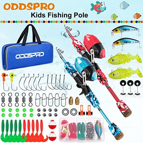 ODDSPRO Kids Fishing Pole Pink, Portable Telescopic Fishing Rod and Reel Combo Kit - with Spincast Fishing Reel Tackle Box for Girls, Youth - Image 2