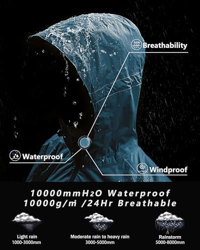 Outdoor Ventures Men's Packable Rain Jacket Waterproof Lightweight Raincoat - Image 2