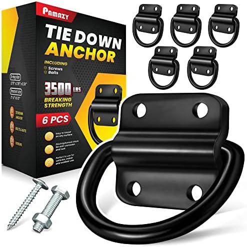 PAMAZY 6PCS 3500lbs Heavy-Duty Steel D-Rings Tie-Down Anchors Ultra-Durable by Pamazy