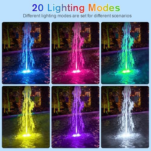 POPOSOAP RGB Underwater Pond Lights, IP68 Waterproof LED Pond Lights with Remote, Timer & Memory Function Fountain Lights for Pond Fountain Waterfall Aquarium Swimming Pool Outdoor Decoration 4-Head - Image 6