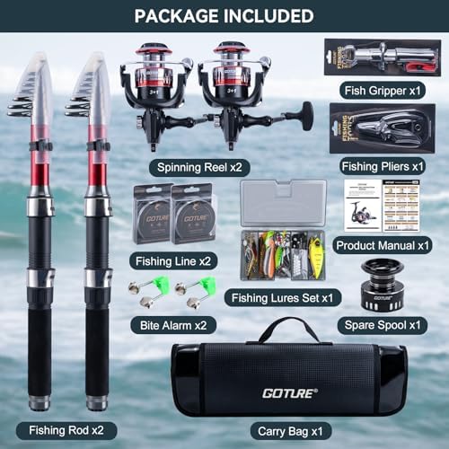 Goture 2-Pack Fishing Rod and Reel Combo with Carrier Bag,1.8M-2.7M - Image 2
