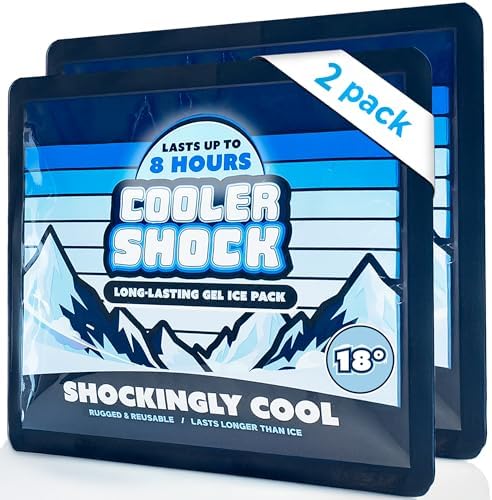 Cooler Shock Reusable Ice Packs for Cooler - Long Lasting Cold Freezer Packs for Coolers and Lunch Boxes - Cooler Ice Packs for Camping Gear, Fishing, Road Trips, Beach Must Haves by CoolerShock