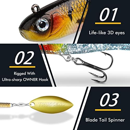 TRUSCEND Shadtale Easy Catch Soft Fishing Lures with BKK Hooks - Trembly Sinking and Vibrating Swim for More Bites, Pre-Rigged Swimbaits for Bass, Trout, Crappie, Walleye, Freshwater Saltwater Fishing - Image 3