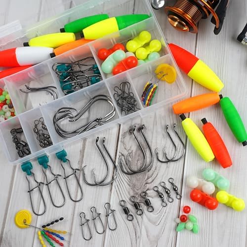 SILANON Catfish Rig Tackle Making Kit, Catfishing Tackle Accessories with Catfish Floats Catfish Hooks Swivels Fishing Rattles Bells Beads Bobber Stoppers Catfishing Gear Equipment - Image 6