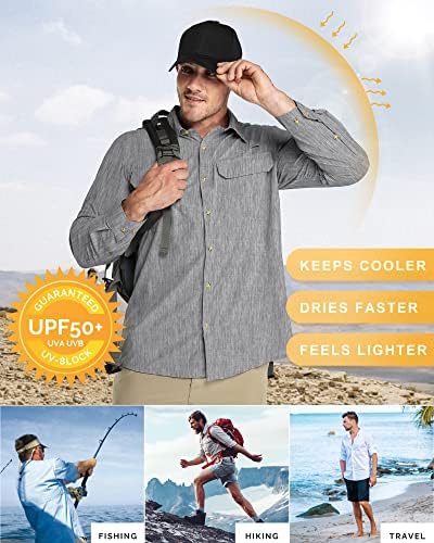 33,000ft Men's Long Sleeve Sun Protection Shirt UPF 50+ UV Quick Dry Cooling Fishing Shirts for Travel Safari Camping Hiking - Image 4