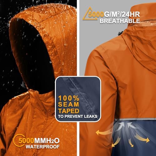 Outdoor Ventures Men's Rain Jacket Waterproof Lightweight Packable Pullover - Image 2