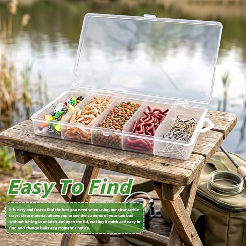 4 Pack 5-Grid Clear Plastic Fishing Tackle Storage Box, 7x4.3x1.2inch - Image 5