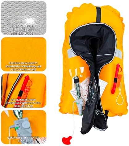 Automatic Inflatable Life Jacket,Preserver PFD for Adults,Life Vest for Adult,Supports Weight up to 330 pounds - Image 2