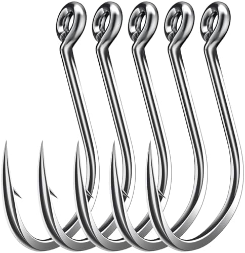 50PCS Sharp Barbed Fishing Hooks, High-Carbon Steel Ultra-Strong, Single Size with Hole for Easy Tying, Secure Portable Box Included – Ideal for Bank Fishing, Lure Fishing & All Conditions by Unknown