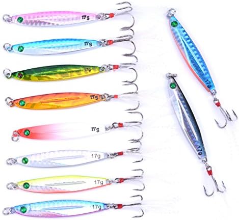 Aorace 10pcs Hard Metal Jigs Diving Sea Fishing Lures Minnow Popper Baits Tackle Crankbait Saltwater Freshwater Lures with Feather - Image 3
