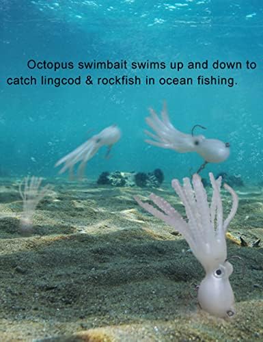 Octopus Swimbait Squid Jig Soft Fishing Lure with Skirt Tail, 5pcs - Image 4