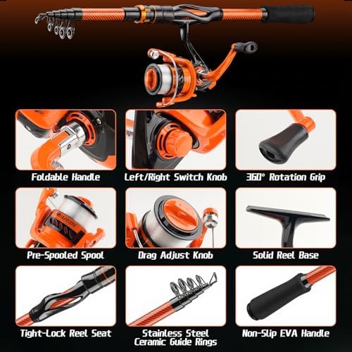 Fishing Rod and Reel Combos, 2PCS Telescopic Fishing Rod - Image 3