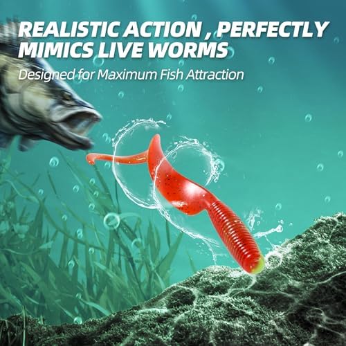 Curly Style Tail Worms Fishing Lures – Realistic Wavy Tail Soft Bait Grub Swimbaits for Saltwater & Freshwater Fishing, Available in 4 Inch & 6 Inch, Perfect for Bass, Trout, Crappie, & More - Image 3