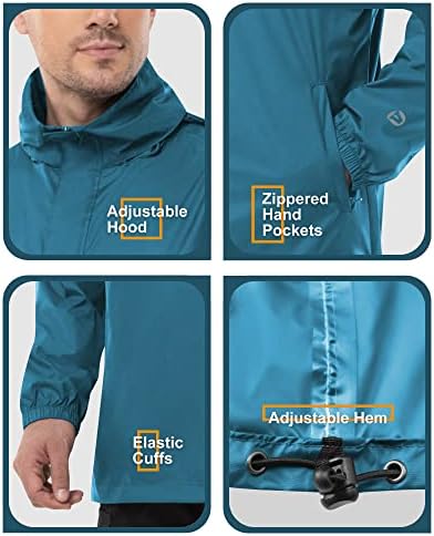 Outdoor Ventures Men's Rain Jacket Waterproof Lightweight Packable Pullover - Image 5
