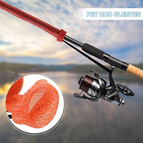 PATIKIL Rod Sock, Fishing Rod Sleeve Cover Braided Mesh Pole Protector Gloves Fishing Tools Pointed End for Spinning Fishing Rod Fly Rod Ice Rod Casting Rod - Image 5