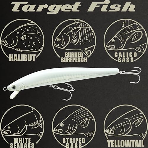 Lucky Craft FlashMinnow 125 YAWARA Saltwater Fishing Lure, Jerkbait for Halibut and Sea Bass, Long Casting Fishing Gear, Slow Sinking 5in 0.7oz, Tackle Box and Fish Accessories - Image 5