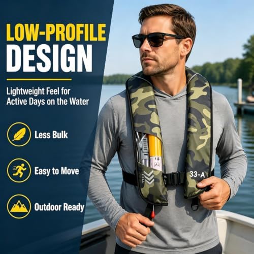 Automatic Inflatable Life Jacket | Low Profile PFD for Adults | Compact Design Self Inflating Life Vest | Supports up to 330 lbs - Image 4