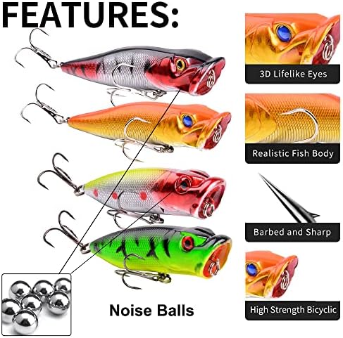 Popper Fishing Lures Topwater Hard Baits Swimbait with Treble Hook - Image 2