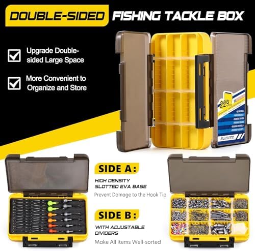 PLUSINNO 253/387pcs Fishing Gear Accessories Kit, Fishing Tackle Box with Tackle Included, Fishing Hooks, Fishing Weights Sinkers, Spinner Blade, Fishing Equipment for Bass Trout Bluegill Crappie - Image 2