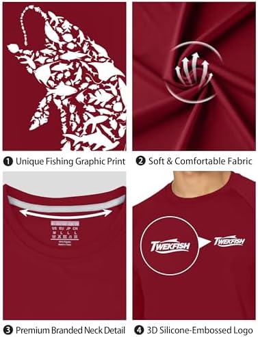 Men's Fishing Shirt Long Sleeve, UPF50+ UV Protection Sun Shirts, Quick Dry Graphic T Shirt for Running Hiking - Image 5