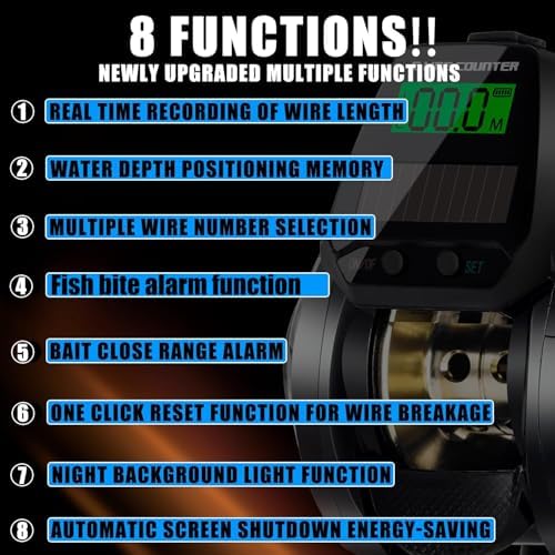 Line Counter Digital Baitcasting Fishing Reel with LCD Display Ultralight Baitcaster Reel, 22-35 Lb Max Drag, 6.3:1/7.2:1 Gear Ratio, Left/Right Hand, for Freshwater & Saltwater - Image 6