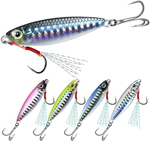 TRUSCEND Metal Fishing Jigs Lures with Hand-Polished, Colorfully Reflective Lead Fishing Spoons Glow Hard Swimbaits for Bass, Walleye, Trout, Salmon, Freshwater & Saltwater Fishing Gear Gifts for Men by TRUSCEND