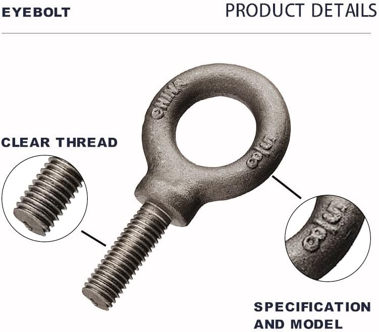HomelyNest Eye Bolts, 2Pcs Heavy Duty Lifting Shoulder 5/8 * 1-3/4 - Image 4