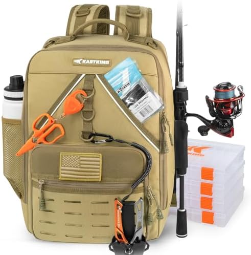 KastKing KarryAll Fishing Backpack with Rod Holder 4 Tackle Boxes, 40/26L by KastKing