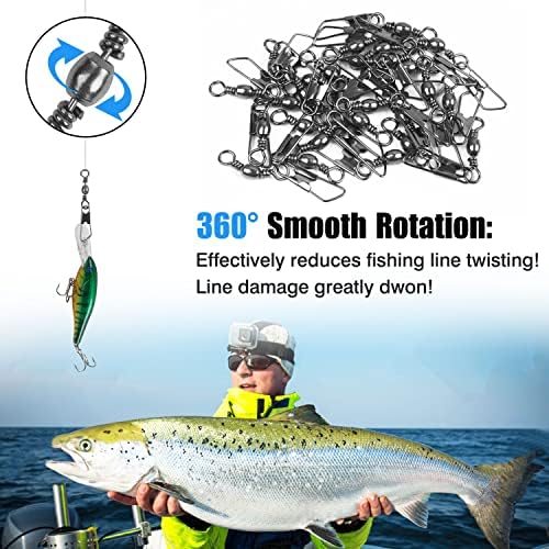 AGOOL Fishing Swivels Snaps, 60/120pcs Barrel Swivel Safety Snaps Stainless Steel Swivels Fishing Tackle Lure Leader Line Connector High Strength for Saltwater Freshwater - Image 6