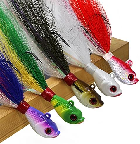 KMUCUTIE 5 pcs bucktail Jigs Saltwater or Freshwater Bait,for bass flounder fluke Striper Fishing Lure - Image 2