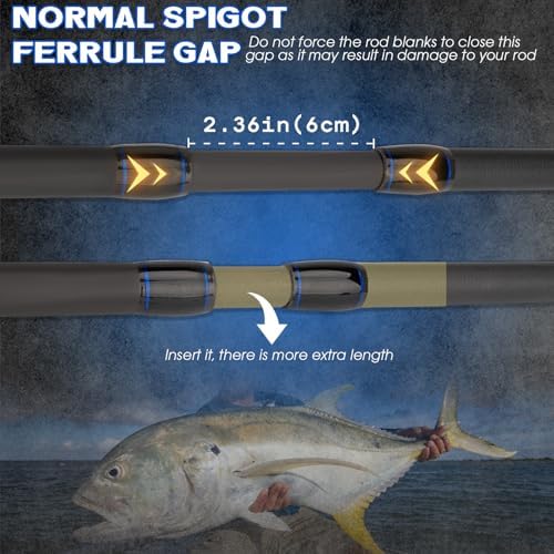 THKFISH 4 Piece/5 Piece Saltwater Travel Rod, Heavy Spinning Fishing Rod Portable Travel Surf Rod Carbon Fiber Saltwater Boat Fishing Rod 6’9”/7’9”/8’9” with Case Bag for Seawater Fish - Image 5