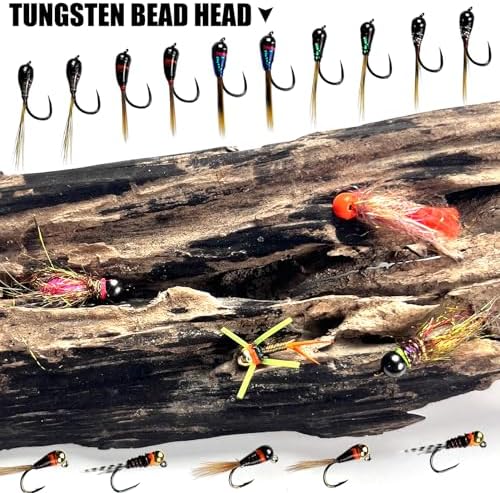30Pcs Fishing Flies Kit, Tungsten Bead Head Wet Nyphms with Luminous Effect Midge Scuds Streamers Fishing Fly Lures with Box #10#12#14#16 - Image 6
