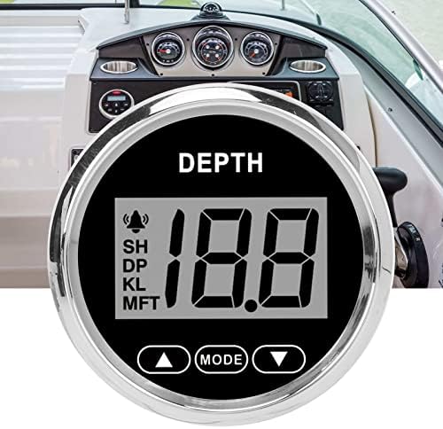 Digital Boat Depth Finder, 52mm/2in Marine Depth Gauge, Depth Sounder Dash Depth Finder Transducer with White Backlight for Yachts Boats Marine - Image 2