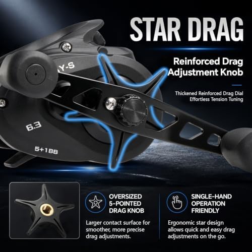 SOUGA Baitcasting Reel, Wide Frame,Adjustable 10-Magnet Brake,40LB Max Drag - Image 6