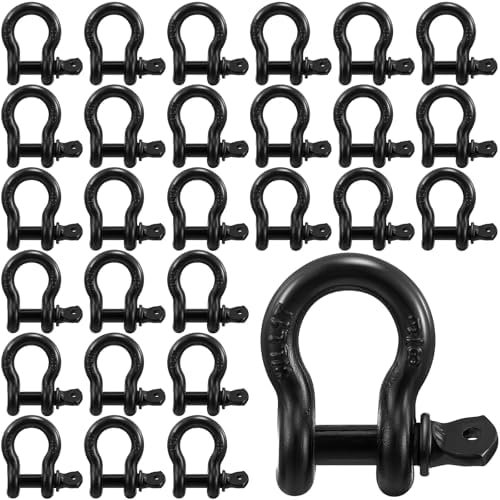 30 Pack 3/8" D Ring Shackle Heavy Duty with Screw Pin Galvanized Coating for Rigging Tow Strap Winch Off Road Truck Vehicle Recovery by Otoolling