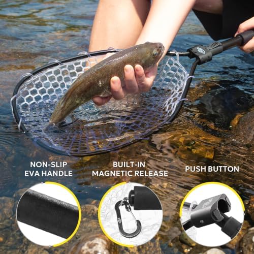 SF Fly Fishing Landing Net Soft Rubber Mesh Trout Net Catch and Release Net - Image 3