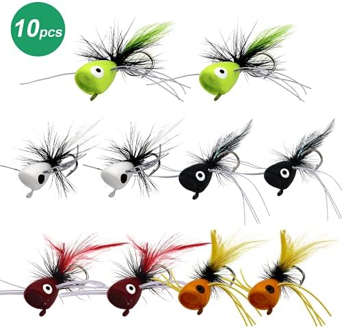 Fly Fishing Poppers, Topwater Fishing Lures Bass Crappie Bluegill Sunfish Panfish Trout Salmon Perch Steelhead Flies for Fly Fishing Bass Panfish Bluegill Trout Salmon - Image 2